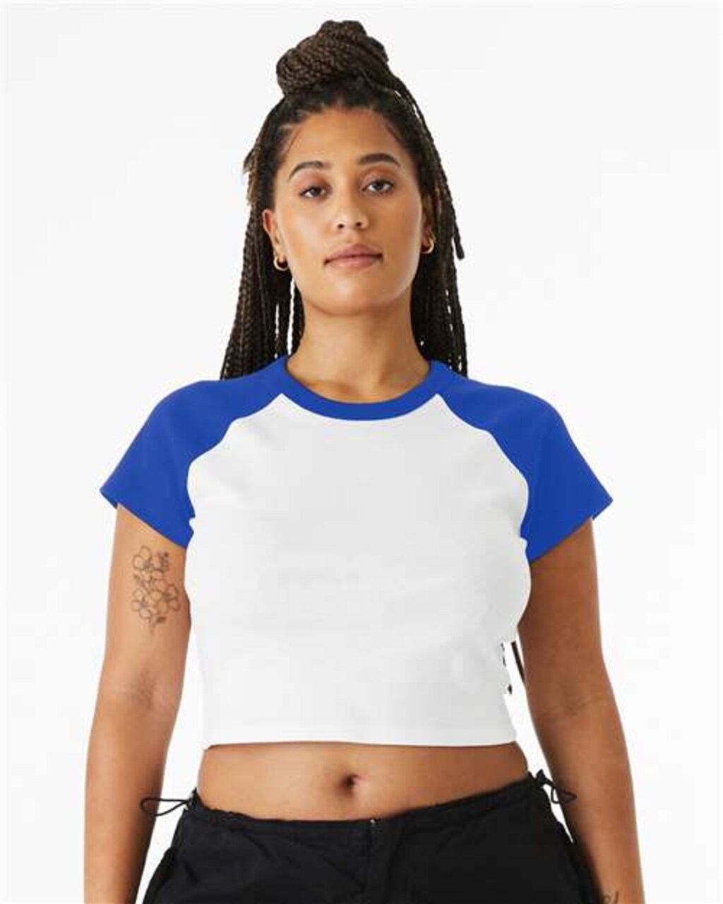 BELLA+CANVAS Ladies Micro Rib Raglan Baby T-Shirt for Casual Wear, Streetwear & Everyday Cropped Fit Top